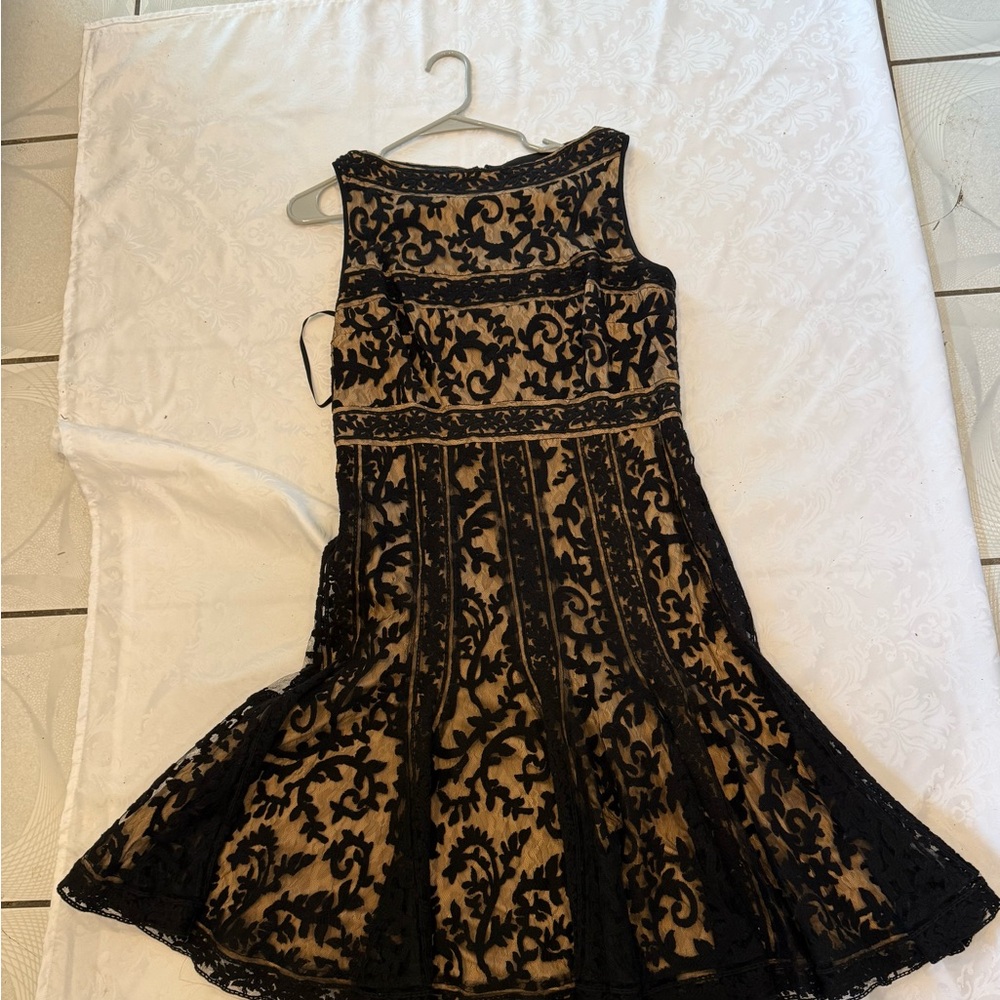 Elegant Black and Tan Woman’s Dress